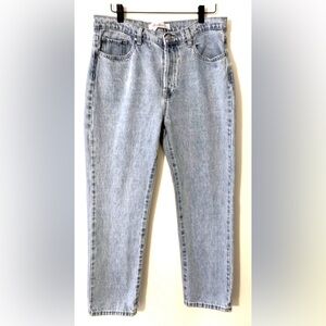 Berthie Paris Light Blue Denim High Waist Button-Fly Straight Leg Mom Jeans XL